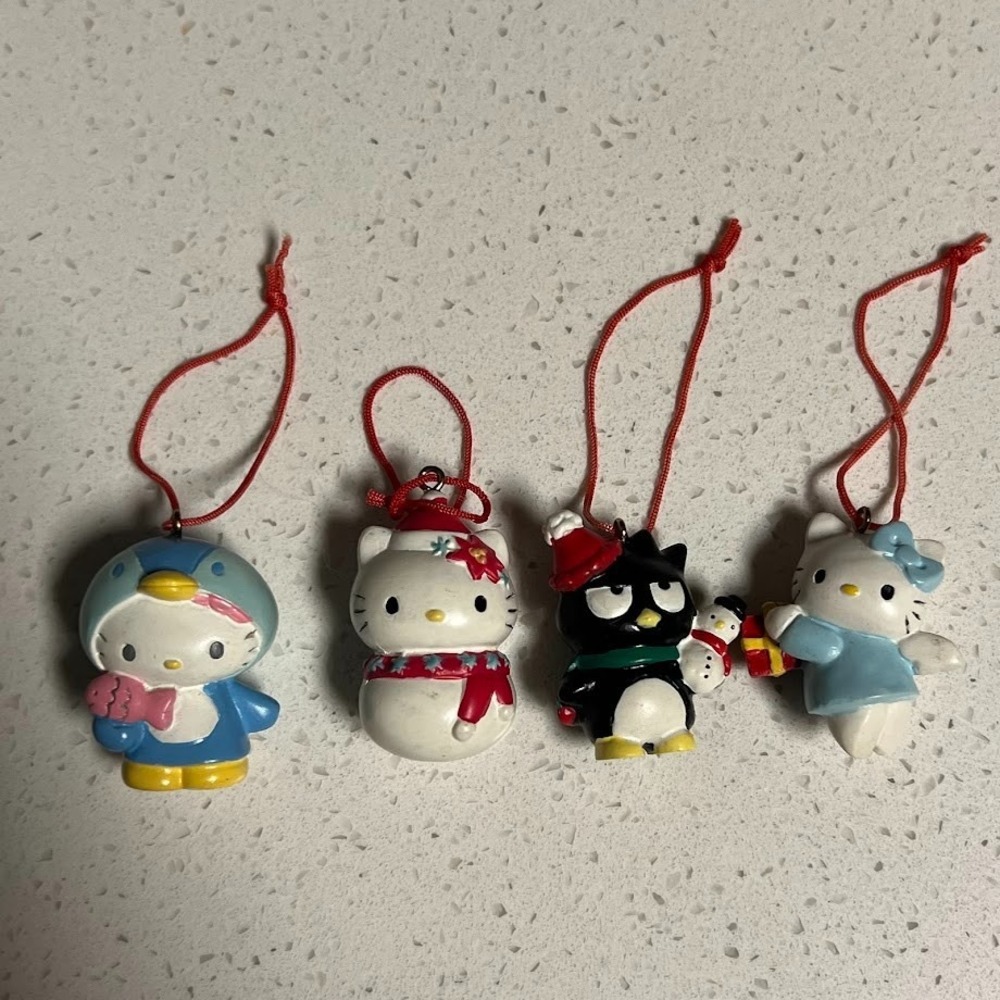 Vintage Sanrio Hello Kitty Mini Ornaments Christmas Holiday 2003 Set of 4